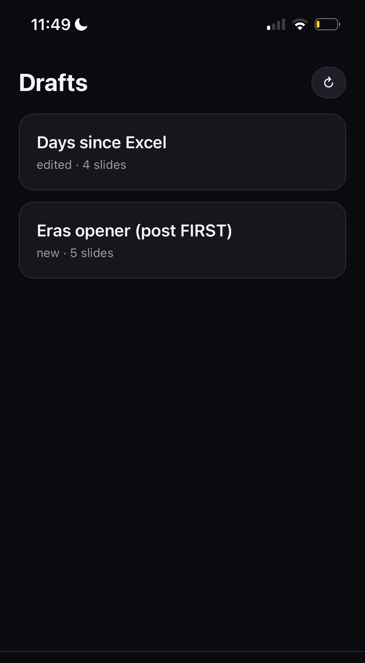 Yapper — the drafts list